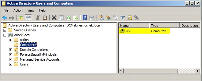 Şekil - 14: Active Directory Users and Computers Konsolunun Açılması